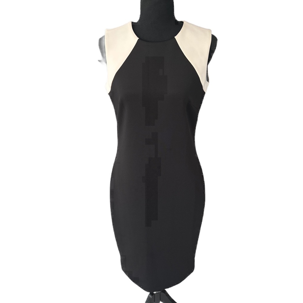 Sophisticated DKNY Black and Ivory Sleeveless Dress Size 4
